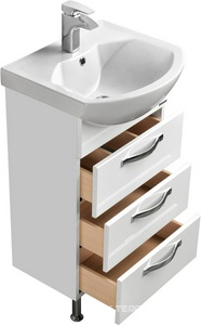 Тумба напольная  50Н 470*833*309 мм, цвет белый глянец, без раковины Смайл 50 ZZ Aquaton Ария 1A140201AA010