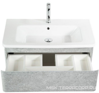 База под раковину подвесная с двумя выкатными ящиками, 800х450хh500мм, без раковины, (цв.Cemento Verona Grigio),  ZZ BelBagno Albano ALBANO-CER-800-2C-SO-CVG