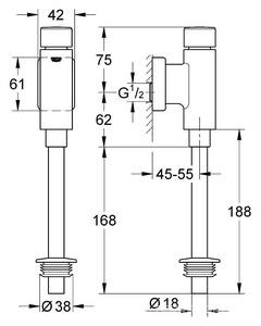 Смывное устройство для писсуара, подключение 1/2, без предохранителя, хром ZZ Grohe Rapid SL 37346000