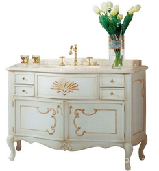 Тумба 127хh84х54см, под раковину, с 2-мя дверцами, 4-мя выдв. ящиками, (цв.лакирован.,патинированный, с декором, ручки цв.золото, тип "С"), Gold Z XX