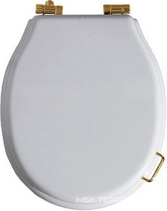 Сиденье для унитаза, с микролифтом, (полиэстер цв. белый, петли цв. бронза),  Simas Lante LA 007 bronzo