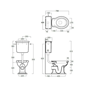 Бачок "Средний" с крышкой, для чаши унитаза, подвод воды сбоку справа/слева, БЕЗ механизма смыва с трубой соед., арт.D 11 хх,  Simas Lante LA28