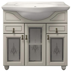 Тумба напольная Тибет 75/70, 770*850*510 мм, с художественным стеклом, цвет слоновая кость, БЕЗ раковины Kirovit Монро, Дрея 75 ZZ