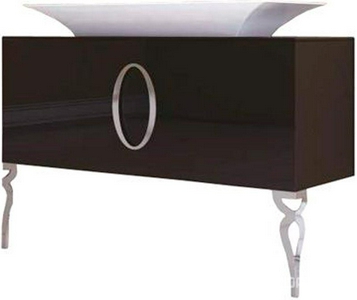 Тумба 120х45см, напольная, под раковину, с 2-мя выдв. ящиками, со стеклянной столешницей, (корпус цв. чёрный, ножки 2шт., ручка цв. хром),  ZZ La Beaute Savoie B120S2