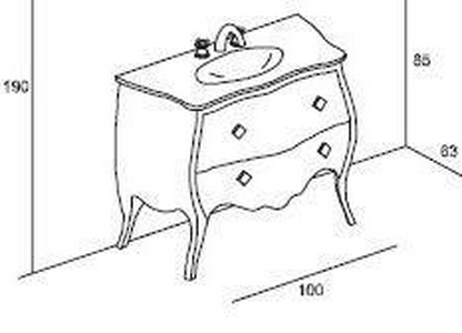 Тумба напольная под раковину 92,5xh83x53см с двумя ящиками (без столешницы и ручек, цвет Argento Perlato)  ZZ Eurolegno Narciso EU0902200/AP