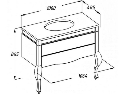Тумба напольная  100/105, 1064*485*865мм, цвет орех, БЕЗ раковины Модерн ZZ Opadiris Фреско 00-00003804