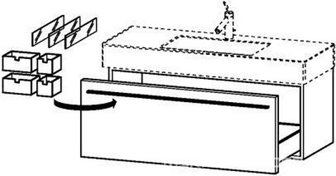 Тумба подвесная 1200х470хh447мм, 1 выдв. ящик, под раковину арт.32912, (цв. декор. тик), ручка, крепёж в компл., X-Large ZZ