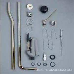 Механизм смыва, трубы слива, патрубки, соединения, цепочка, ручка, крепёж, для "Высокого" бачка, (цв. золото), Simas ZZ Simas Универсал R 01 oro