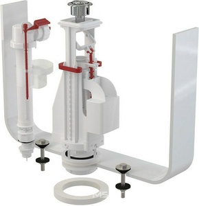 Двухрежимная арматура 3/6 л. для бачка, универсальная, нижний подвод 1/2, хром.кнопка, комплект AlcaPlast Универсал SA08ASK 1/2"  CHROM / SA08SK 1/2