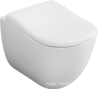 Унитаз напольный, пристенный, 37х53х41,5см, цв. белый, для установки со скрытым в стене бачком, крепёж в компл., (без сиденья),  ZZ Ceramica Cielo Fluid FLVA Gloss White