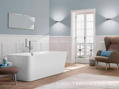 Ванна 1800х800хh450мм, отдельностоящая, (кварил цв.белый), панель цв.белый),(слив-перелив, крышки цв.белый и хром в компл.,),  ZZ Villeroy & Boch Squaro Edge 12 UBQ180SQE7PDV-01