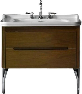 Тумба подвес., для устан. под раковину 100см. арт.4142 хх, 1 выдв.ящик, 1откидн.дверь, без ножек, крепёж в компл., (цв.орех),  ZZ Kerasan Waldorf 919246