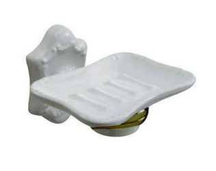 Мыльница настенная h12х16х15см, крепление в компл., (цв. золото, керамика белая) Londra K XXL