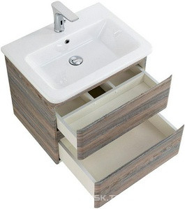 База под раковину подвесная с двумя выкатными ящиками, 600х450хh500мм, без раковины, (цв.Pino Scania),  ZZ BelBagno Albano ALBANO-CER-600-2C-SO-PS