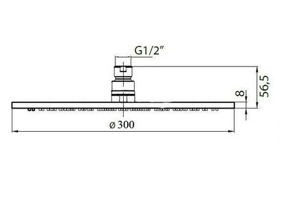 Душ верхний, стационарный, круг d300мм, G 1/2, полированная сталь, Cezares ZZ Cezares Articoli Vari CZR-H-SPIC-30