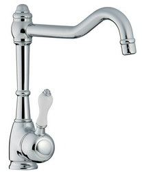 Смеситель для кух. мойки, (maniglia PL / рукоятка с пластик. вставкой белого цвета), (цв. хром) Piccadilly XX