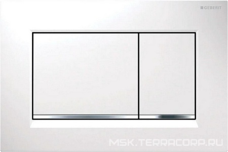 Клавиша двойного смыва (пластик рамка белая, полоса хром глянц., клавиши белые),  ZZ Geberit Sigma 30 115.883.KJ.1