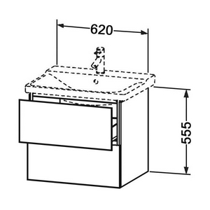 Тумба подвесная 620xH555хP481,2ящика,верхний ящик,вкл. вырез и крышку для сифона для раковины (233265,белый матовый,  ZZ Duravit L-Cube LC 6244 0 18 18