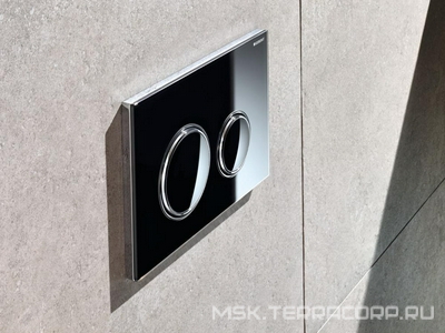 Клавиша двойного смыва, (сплав цинка, панель и клавиши стекло цв.чёрный, кольца цв.хром),  ZZ Geberit Sigma 21 115.884.SJ.1