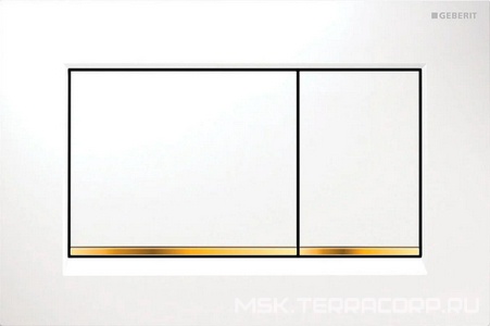 Клавиша двойного смыва (пластик рамка белый, полоса позолота, клавиши белый),  ZZ Geberit Sigma 30 115.883.KK.1