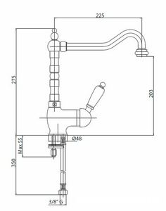Смеситель для кухни, (цв.хром, ручка цв.белый),  ZZ Cezares Elite ELITE-LLM2-01-Bi