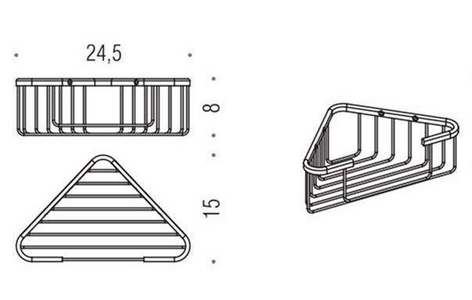 Полочка-решетка угловая 24,5хh8см (цв.хром),  ZZ Colombo Basic B2733