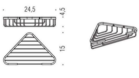 Полочка-решетка угловая 24,5хh4,5см (цв.хром),  ZZ Colombo Basic B2734