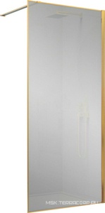Душевая перегородка 900хh2000мм, правая/левая, (стекло прозрачное 8мм Easy Clean, укорачиваемый кронштейн 1200мм, фурнит.цв.браш.золото),  ZZ Vincea Walk-In VSW-1HS900CLG