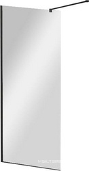 Душевая перегородка 1400хh1950мм, правая/левая, (стекло прозрачное 8мм, поперечный кронштейн 700-1050мм, фурнит. цв.черный), Liberta ZZ