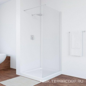 Душевая перегородка, неподвижная, 76x190 см, профиль белый, стекло сатин ZZ Vegas Glass EAF EAF 76 01 10