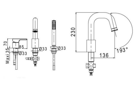 Смеситель  на борт ванны на 3 отв., хром ZZ Jacob Delafon Singulier E10873-CP