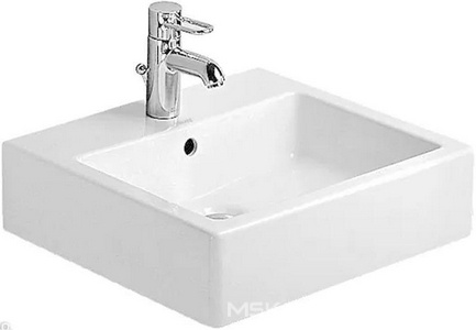 Раковина 500x470мм, с 1 отв. д/смес., с переливом, установка на столешницу (крепл в компл.),  ZZ Duravit Vero 0454500027