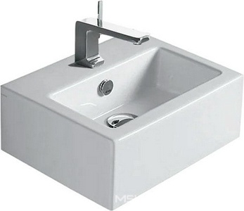 Раковина 43х33,5cм, открытый монтаж, 1 отв. д/смес., с переливом (без креплений),  ZZ Simas Frozen FZ 14