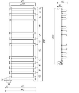 Полотенцесушитель Art.534/11/470CR (цв.хром) 1129х470мм (Эл.+Box), Margaroli  ZZ Margaroli Luna 534/11/470 CR (Эл.+Box)