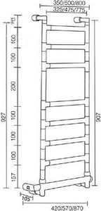 Полотенцесушитель Art.584/8/500CR 927х500мм (кабель с вилкой подкл справа), Margaroli  ZZ Margaroli Sereno 584/8-500x926-475/8M+кабель с вилкой Chrome подкл.справа