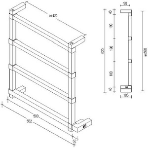 Полотенцесушитель Art.842/4/552CR 620х500 мм (эл.+Box), Margaroli  ZZ Margaroli Panorama 842/4/552 CR (Эл.+Box)
