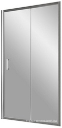 Дверь в нишу ZP (knob), 140x190 см, двухсекционная раздвижная, профиль матовый хром, стекло прозрачное ZZ