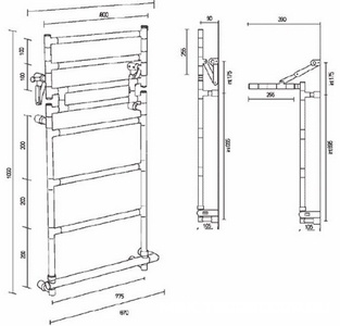Полотенцесушитель Art.583/8/870O.BR 1060х870 мм (эл.+Bох подкл. справа), Margaroli  ZZ Margaroli Sereno 583-800x1059-775/8M+Box справа O.BR