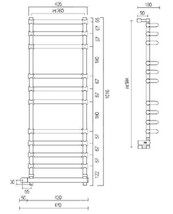 Полотенцесушитель 405хh996x190мм, (эл.+Box, подкл.справа!!!), (цв. Old Brass), Margaroli  ZZ Margaroli Luna 534-405x996-360/11M Old Brass (подключение справа)
