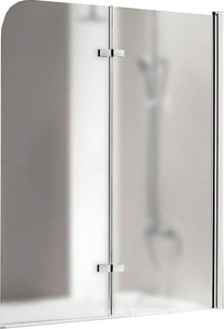 Штора на ванну складная 2-х секционная, 1200х1400мм, крепление СПРАВА, (проф.цв.хром, стекло 6мм текстурное Punto),  ZZ Cezares Eco ECO-V-21-120/140-P-Cr-R/альтер артECO-O-V-21-120/140-P-Cr-R