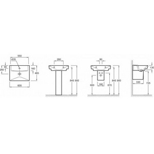 Керамическая раковина 60*46,5 с отверстием для смесителя, с переливным отверстием XX Jacob Delafon Reve E4802-00