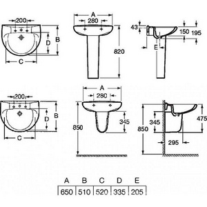 Раковина Victoria 65см бел.б/пьедестала, крепеж в комплекте XX Roca Виктория 327391000