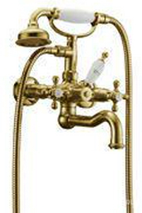 Смеситель для ванны  Presente, двуручковый,  с душевым гарнитуром, бронза ZZ Boheme Medici 313
