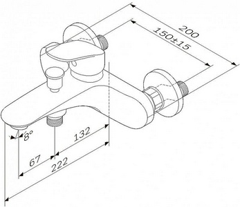 Смеситель для ванны/душа , с установочным комплектом, БЕЗ аксессуаров, хром AMPM Like F8010016