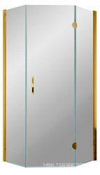 Душевое ограждение пятиугольное AFA-Pen, 90x90x1900, правое, профиль золото, стекло прозрачное, БЕЗ поддона ZZ