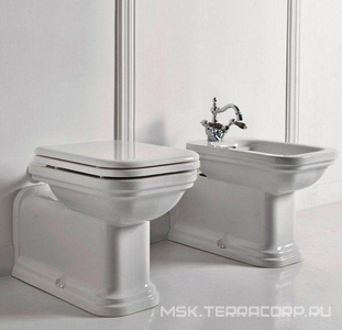 Биде 37х65см, удлинённое, с 1 отв.д/смес., без крепл.к полу арт.7603 хх, (накладка отверстия перелива цв.хром),  ZZ Kerasan Waldorf 4120 K1