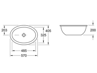 Раковина встраиваемая снизу 570/485х405мм, удинённый рычаг для пробки д/к, крепёж в компл., (цв. R2 ceramicplus),  ZZ Villeroy & Boch Loop & Friends 616120R2