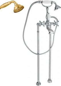 Смеситель для ванны, напольный, трубы 2шт., шланг, лейка в компл., (цв. бронза ),  ZZ Cezares Golf GOLF-VDP-02-M