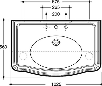 Раковина 1050х560мм, 1 отв. д/смес., с бортиком, БЕЗ креплен. арт. F 89, (цв. белый),  ZZ Simas Arcade AR 874 / 1 отв. д/смесит.