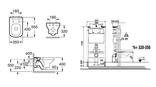 Комплект инсталляция + подвесной унитаз  с крышкой микролифт, БЕЗ кнопки ZZ Roca Dama Senso 7893104680